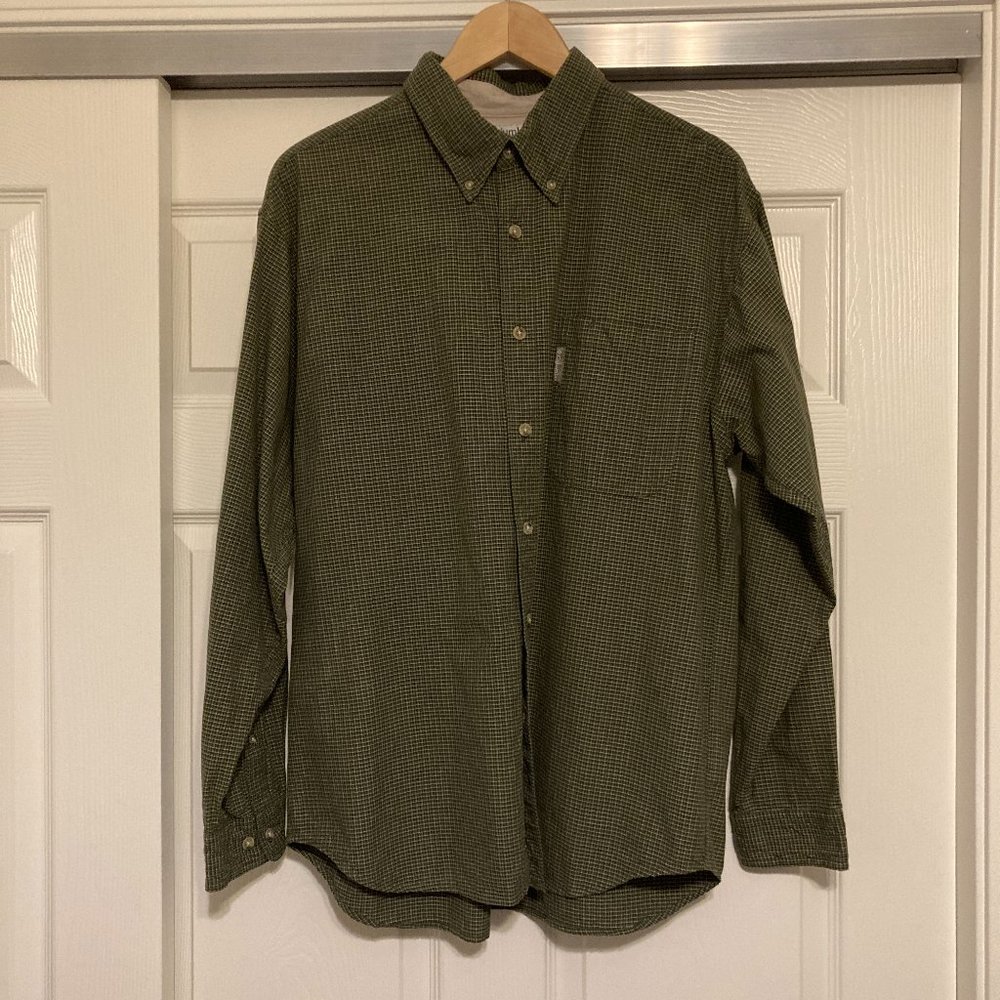 Men's LG Columbia Dk Green Patterned L/S Button Up